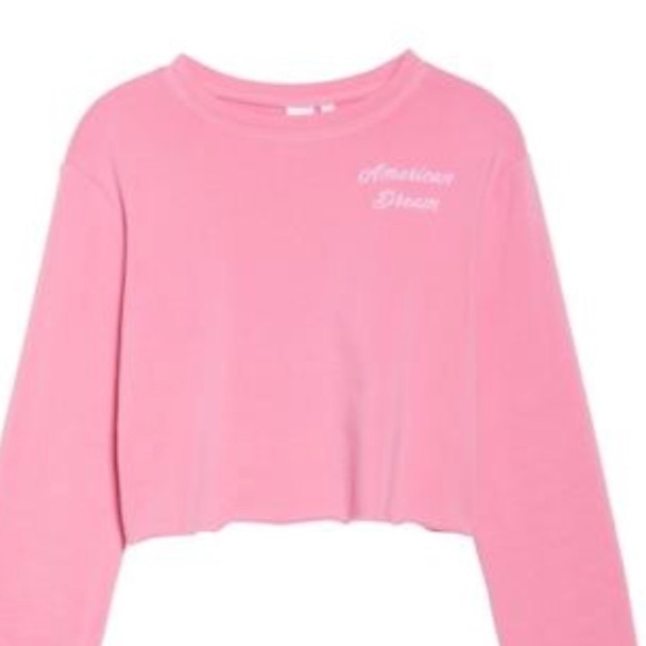 1 LEFT-NEW Pink “American Dream cropped sweatshirt - Picture 3 of 7
